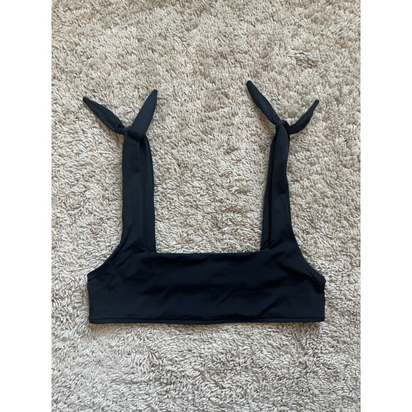 Frankies Bikinis Kendall Tie-Shoulder Bikini Top in Black Size SMALL - Picture 1 of 4